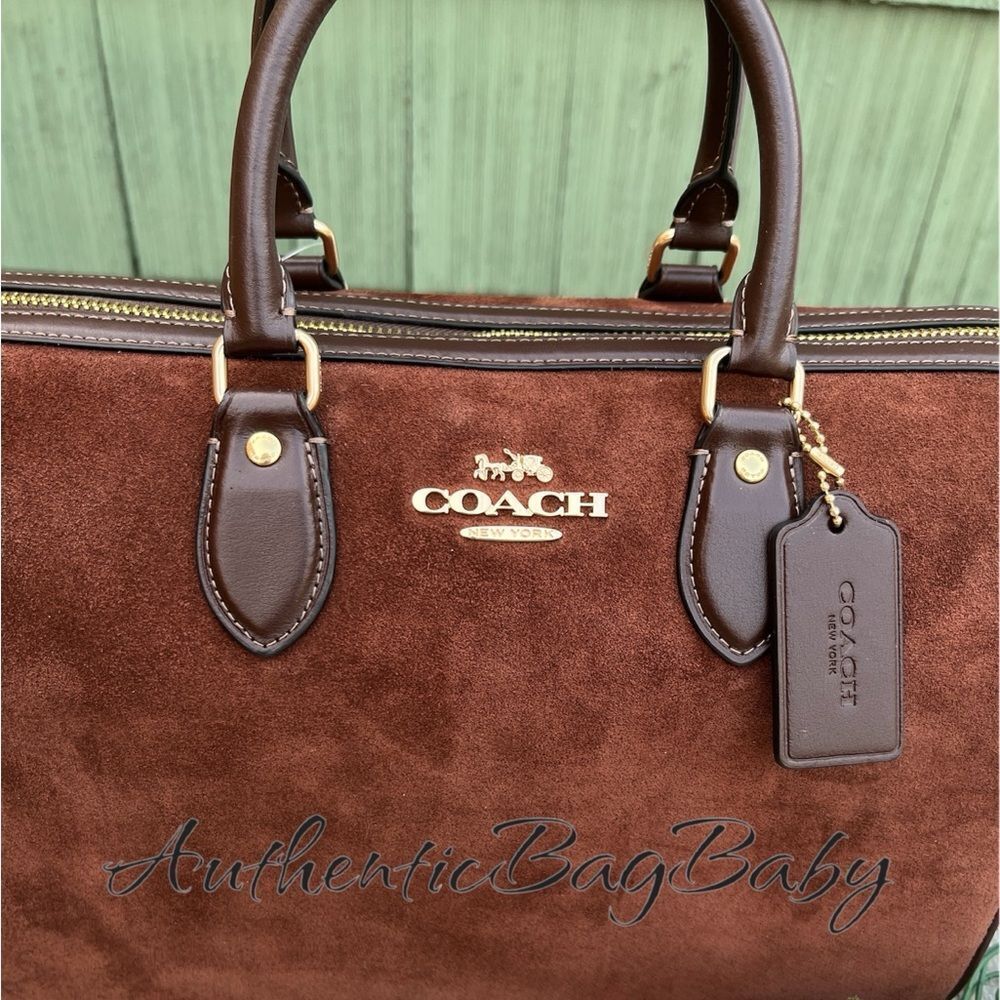 Coach Rowan Large Satchel Bag In Suede Purse - Picture 3 of 9